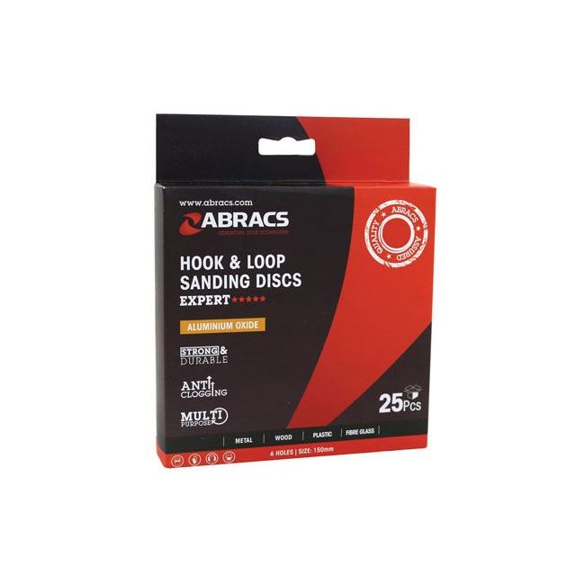 Connect Abracs Hook & Loop Sanding Discs 150mm X P180 25pc 32228 Tool Connection - Dynamic Drive