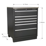 Sealey Modular Floor Cabinet 6 Drawer 775mm Heavy-Duty APMS03 Sealey - Dynamic Drive