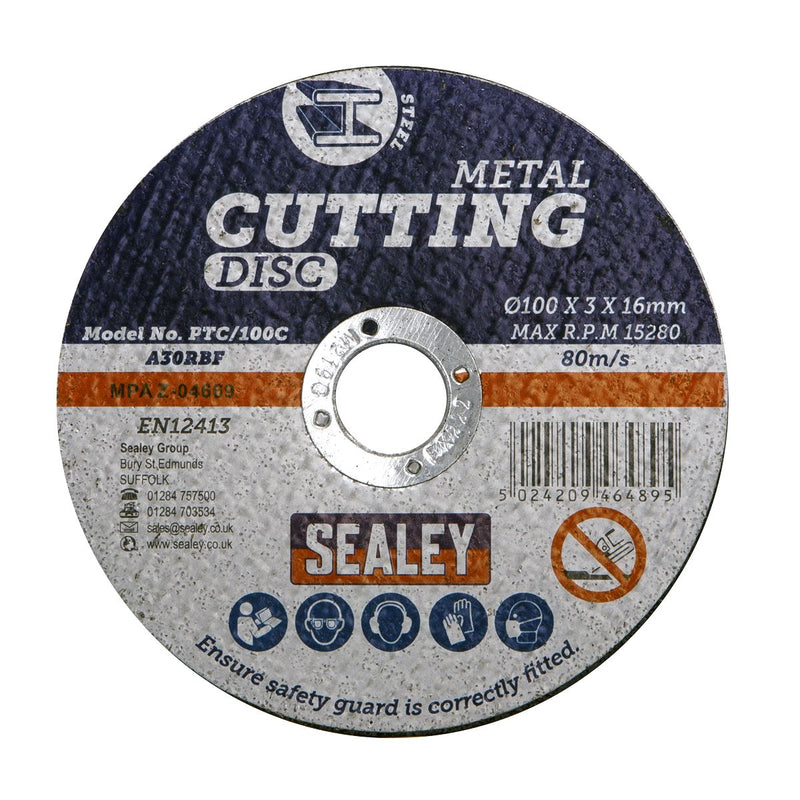 Sealey Cutting Disc100 x 3mm16mm Bore PTC/100C Sealey - Dynamic Drive