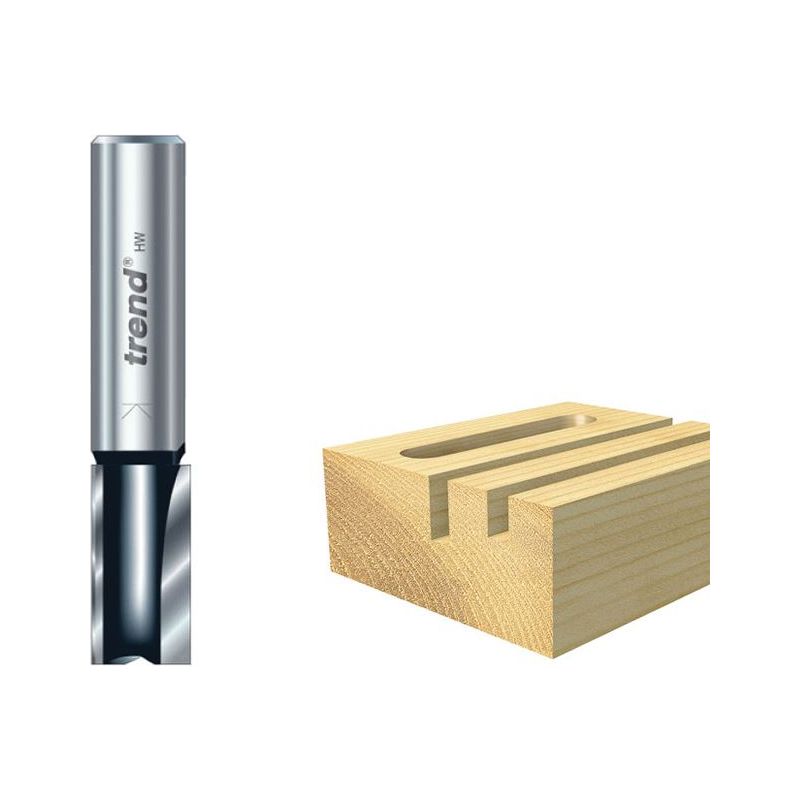 Trend TR12 x 1/4 TCT Two Flute Cutter Long Shank 12 x 19mm Trend - Dynamic Drive