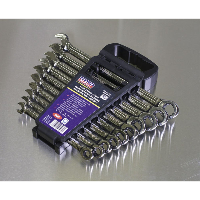Sealey Combination Ratchet Spanner Set 10pc Extra-Long Metric AK63914 Sealey - Dynamic Drive