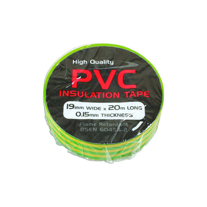 Tool Connection Green & Yellow PVC Insulation Tape 19mm x 20m 1pc 36891 Tool Connection - Dynamic Drive