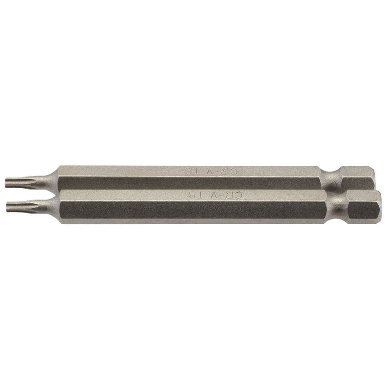 Draper TX-STAR Insert Bit, 1/4" Hex, 75mm Long, T8 (Pack of 2) Draper - Dynamic Drive