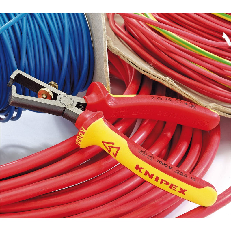 Draper Knipex 11 08 160UKSBE VDE Fully Insulated Wire Stripping Pliers, 160mm Draper - Dynamic Drive