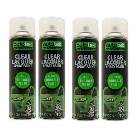 4x AUTOTEK Clear Lacquer 500ML Spray Paint GLOSS HIGH COVERAGE CLEAR LACQUER Autotek  - Dynamic Drive
