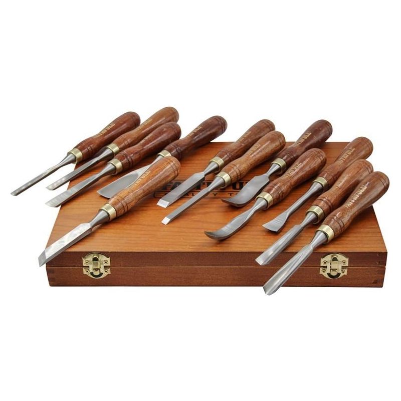 Faithfull Wood Carving Chisels Set in Case, 12 Piece Faithfull - Dynamic Drive