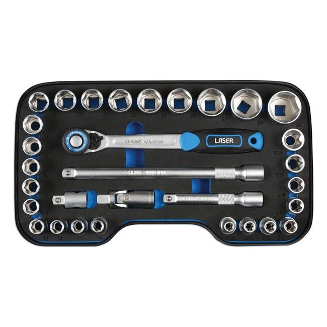 Laser Socket Set 1/2"D 31pc 6920 Laser - Dynamic Drive