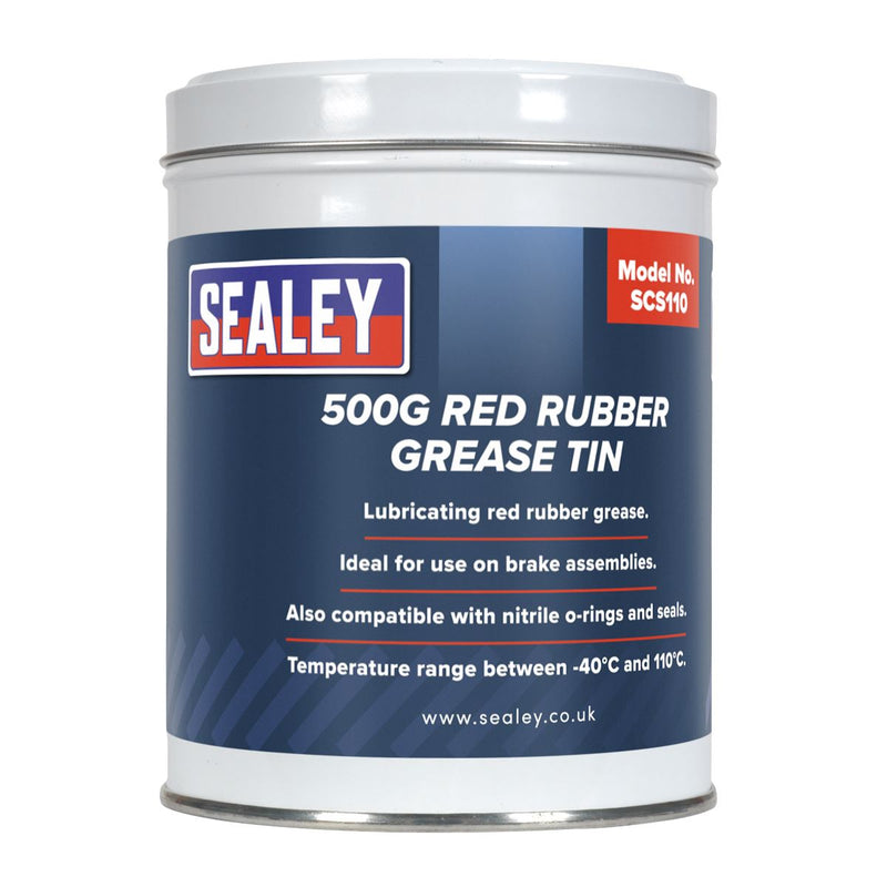 Sealey Red Rubber Grease 500g Tin SCS110 Sealey - Dynamic Drive