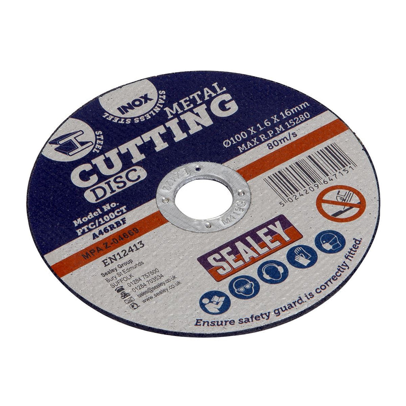 Sealey Cutting Disc100 x 1.6mm16mm Bore PTC/100CT Sealey - Dynamic Drive