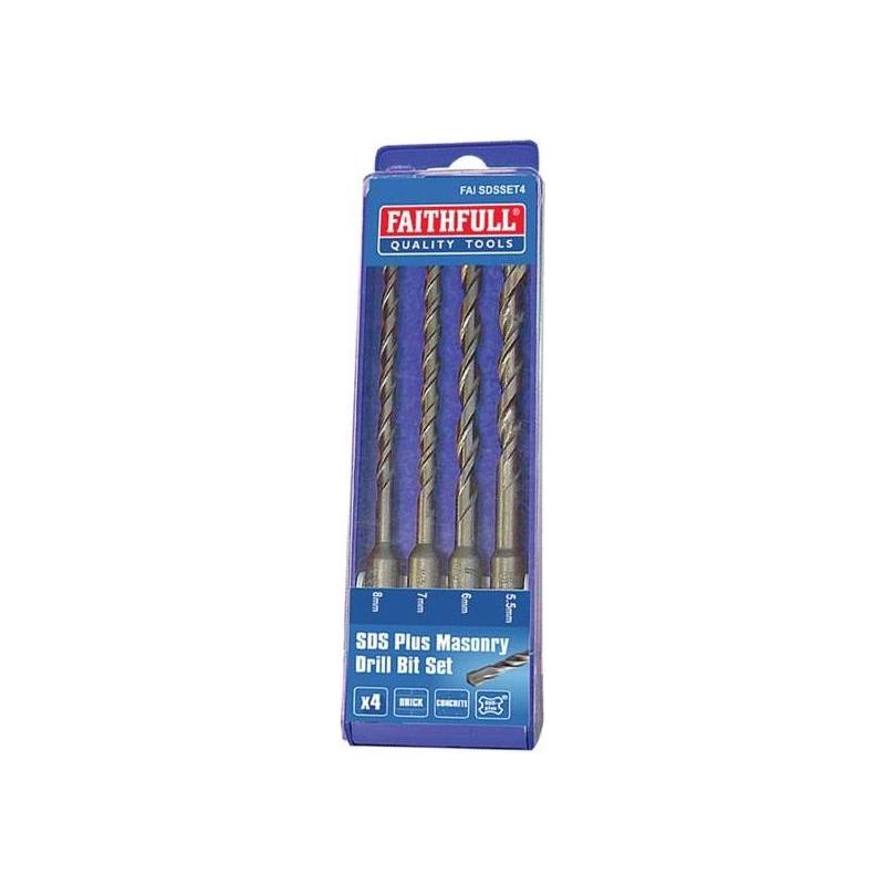 Faithfull SDS Plus Drill Bit Set, 4 Piece Faithfull - Dynamic Drive