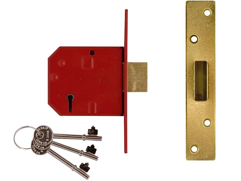 Union 2134E 5 Lever BS Mortice Deadlock Satin Chrome Finish 67mm 2.5in Box UNION - Dynamic Drive