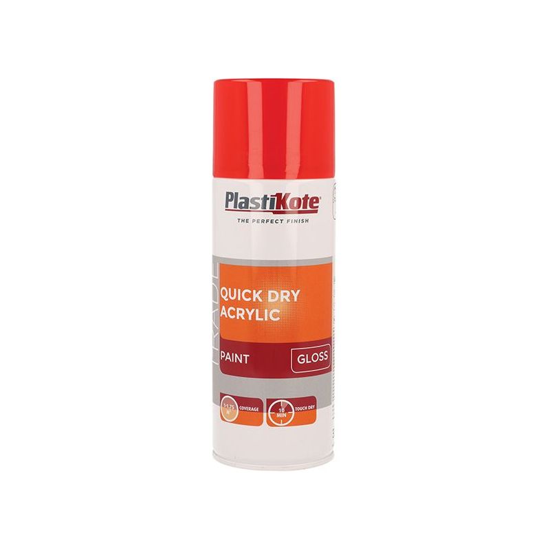 Plastikote Trade Quick Dry Acrylic Spray Paint Gloss Red 400ml PlastiKote - Dynamic Drive