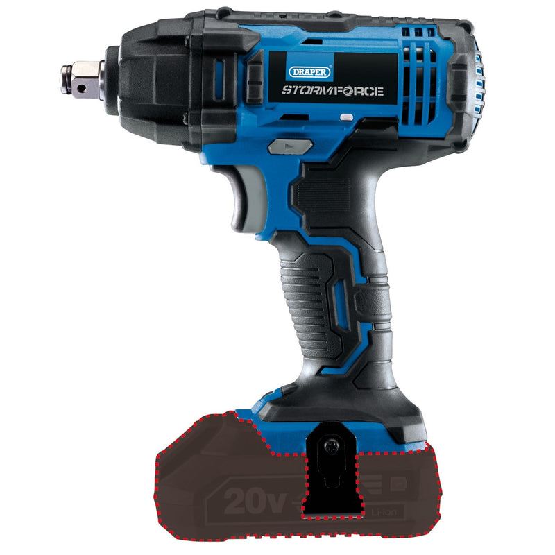 Draper Storm Force 20V Mid-Torque Impact Wrench, 1/2", 250Nm (Sold Bare) Draper - Dynamic Drive