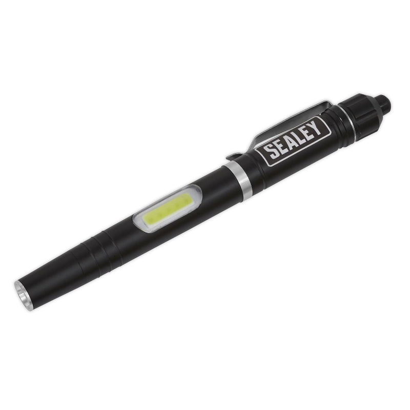 Sealey Aluminium Penlight 3W SMD & 1W COB LED LED016 Sealey - Dynamic Drive