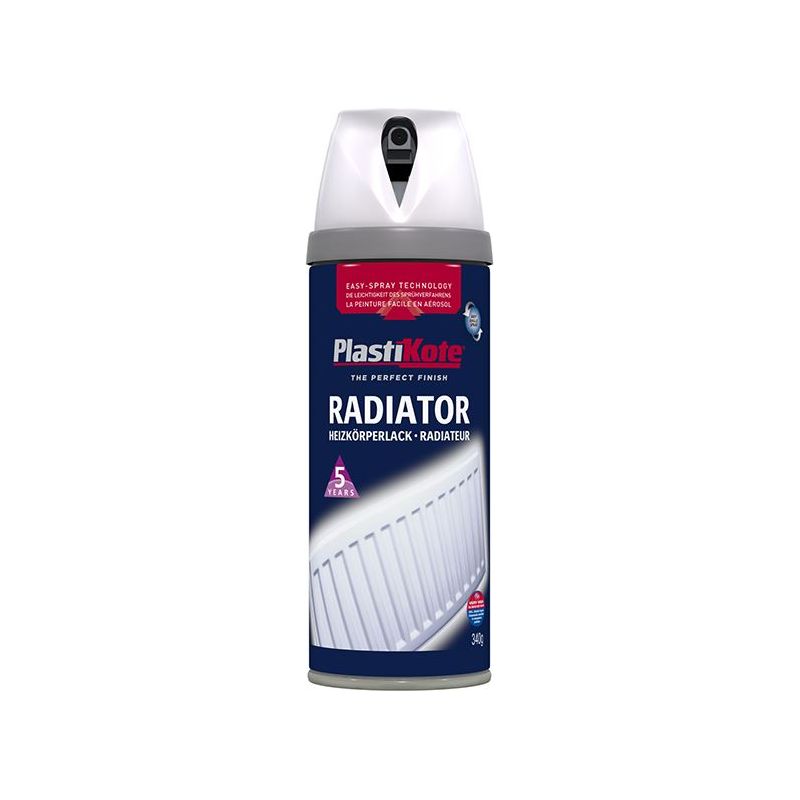 Plastikote Twist & Spray Radiator Satin White 400ml PlastiKote - Dynamic Drive