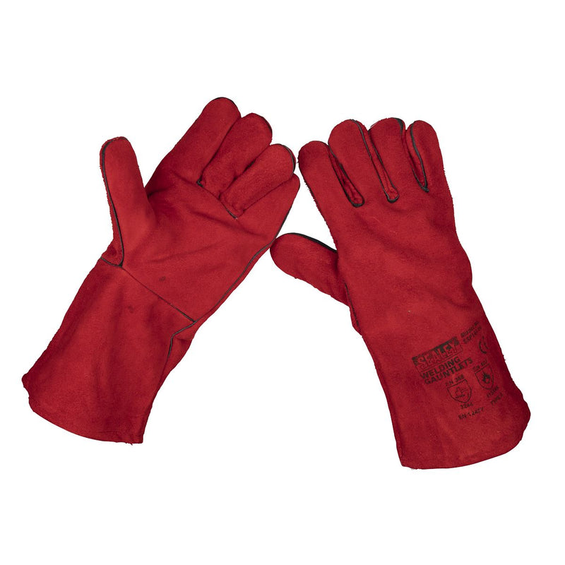 Sealey Leather Welding Gauntlets Lined Pair SSP141 Sealey - Dynamic Drive