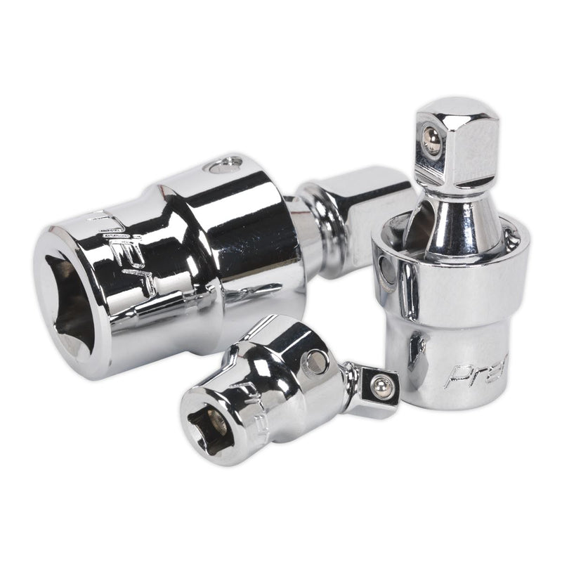 Sealey Premier 3 Piece Universal Socket Joint Set 1/4" 3/8" 1/2" Drive Coupler Sealey  - Dynamic Drive