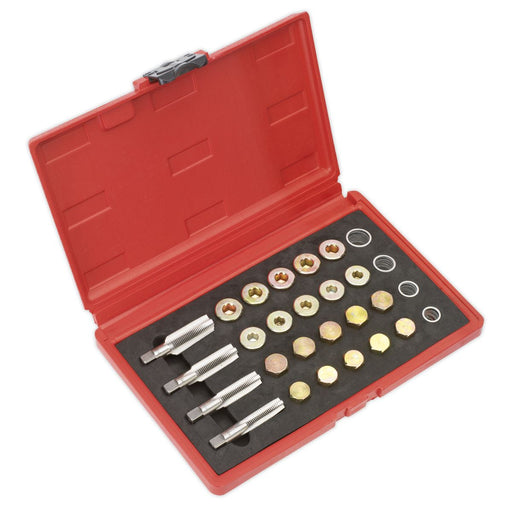 Sealey Oil Drain Sump Plug Thread Repair Tool Set M13-M20 Taps Gearbox Sealey  - Dynamic Drive