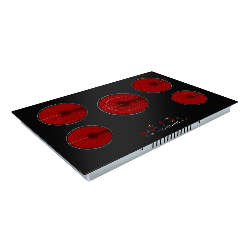 Baridi Integrated Ceramic Hob with 5 Cooking Zones 77cm - Black Glass Baridi - Dynamic Drive