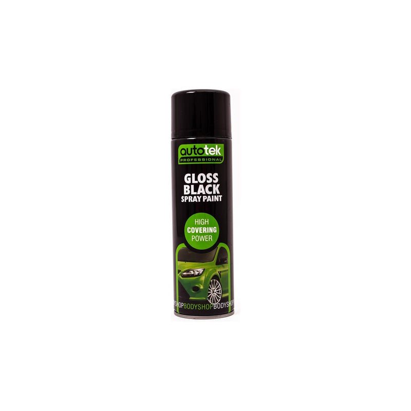 2x Autotek Professional Gloss Black 500ml Spray Paint High Coverage Autotek - Dynamic Drive