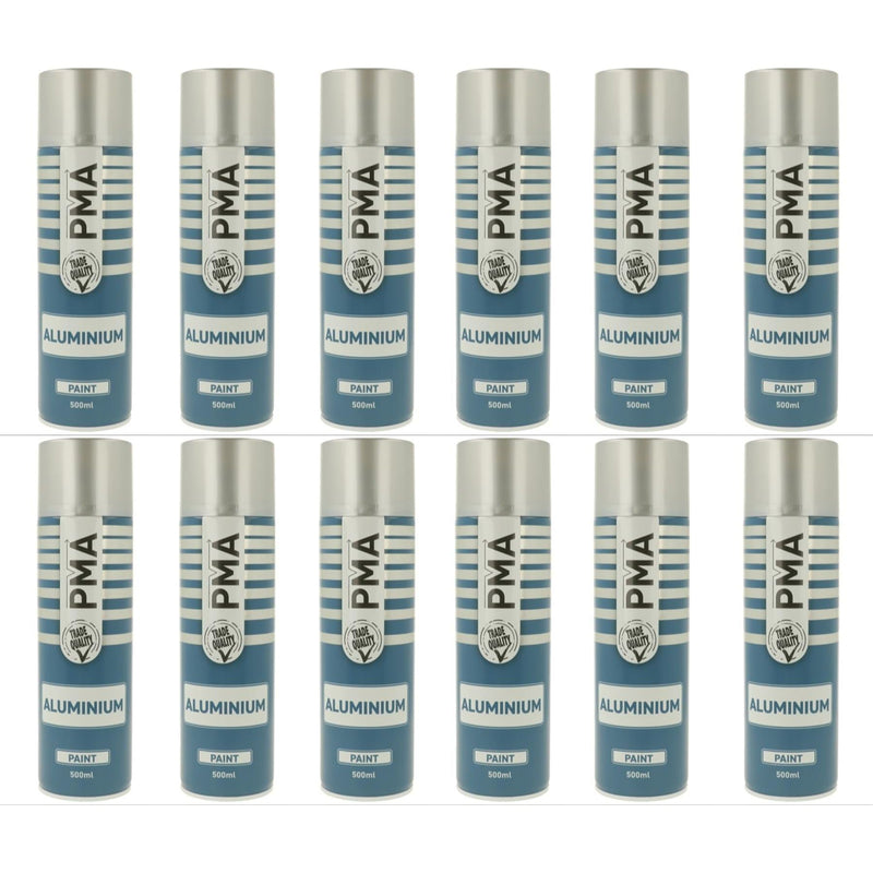 12x PMA Professional Aluminium 500ml Spray Paint High Coverage PMA - Dynamic Drive