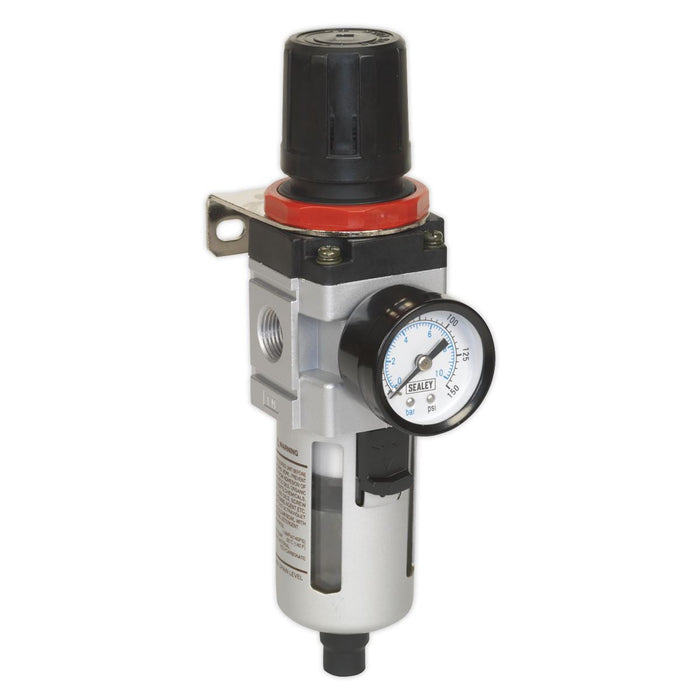 Sealey Air Filter/Regulator with Gauge SA2001/FR Sealey - Dynamic Drive