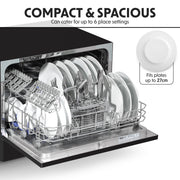 Baridi Tabletop Dishwasher 6 Place Settings 6.5L Capacity - Black DH85 Baridi - Dynamic Drive