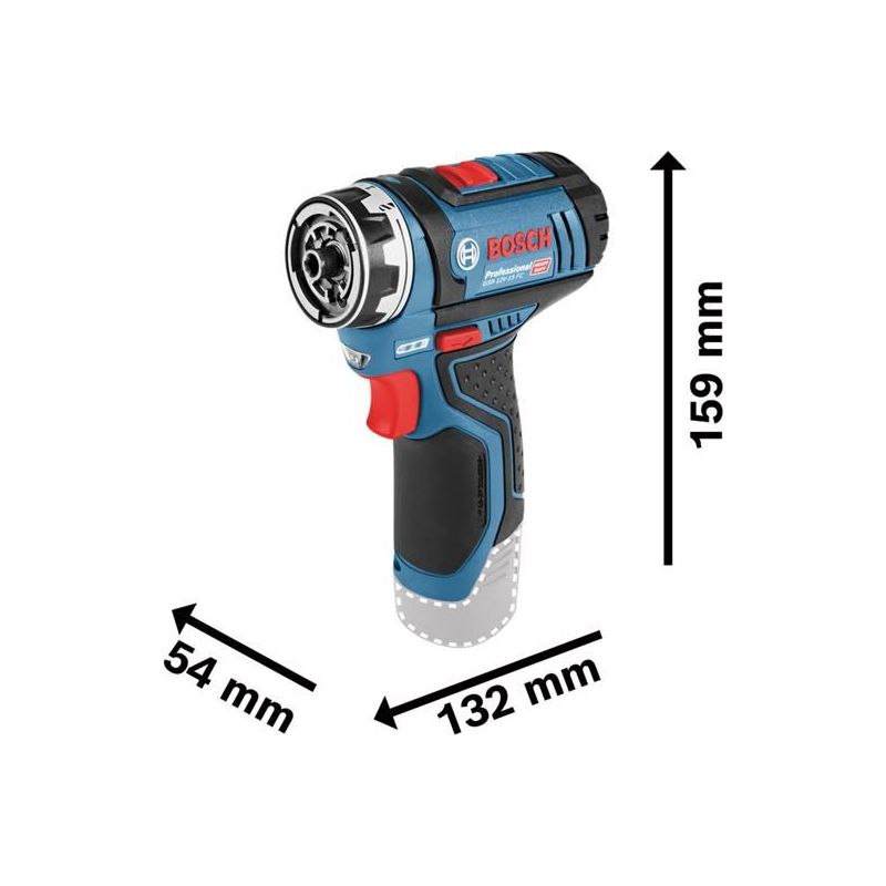Bosch GSR 12V-15 FC Pro FlexiClick Drill Driver + Attachment 12V Bare Unit Bosch - Dynamic Drive