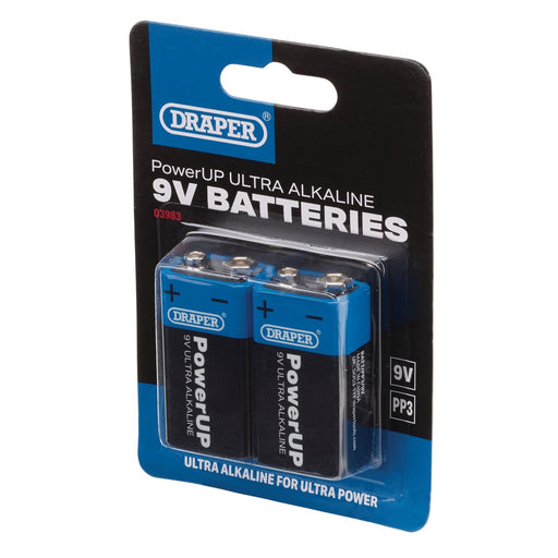 Draper PowerUP Ultra Alkaline 9V Batteries (Pack of 2) 03983 Draper - Dynamic Drive