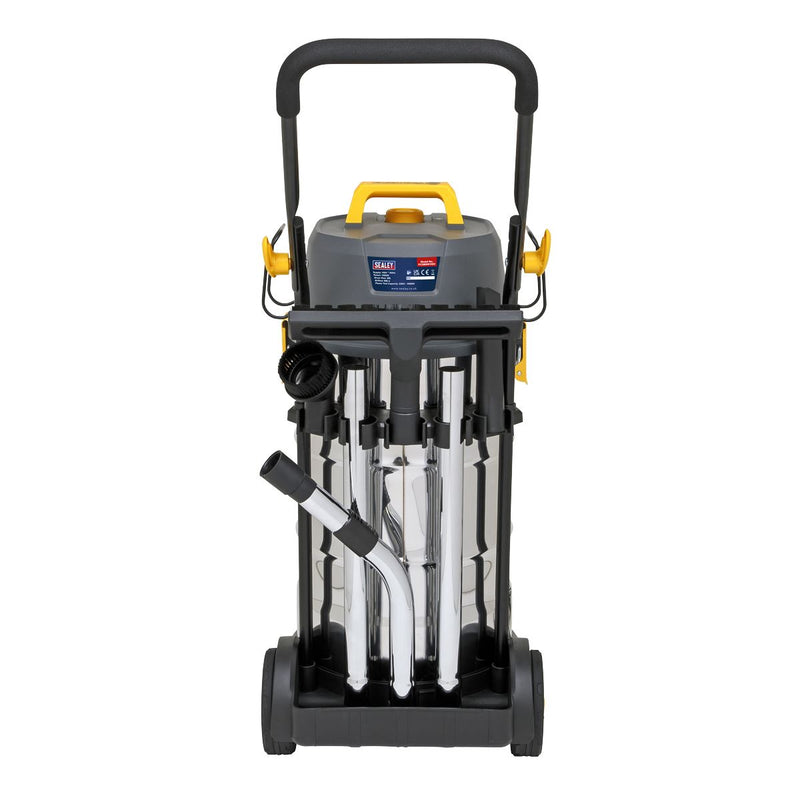 Sealey Vacuum Cleaner Industrial Dust-Free Wet/Dry 38L 1100W/110V Stainless Stee Sealey - Dynamic Drive