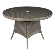 Dellonda Chester Rattan Wicker Round Outdoor Dining Table Tempered Glass Top Dellonda - Dynamic Drive
