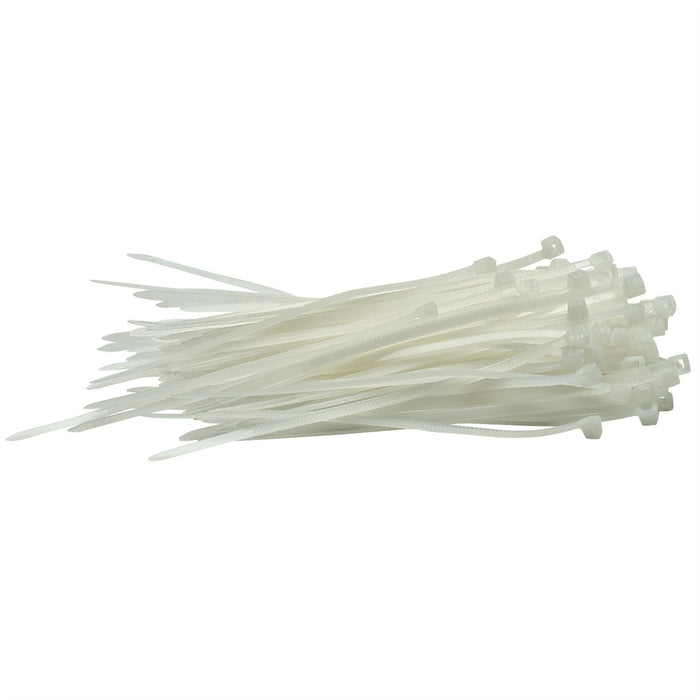 Draper Cable Ties, 2.5 x 100mm, White (Pack of 100) 70390 Draper - Dynamic Drive