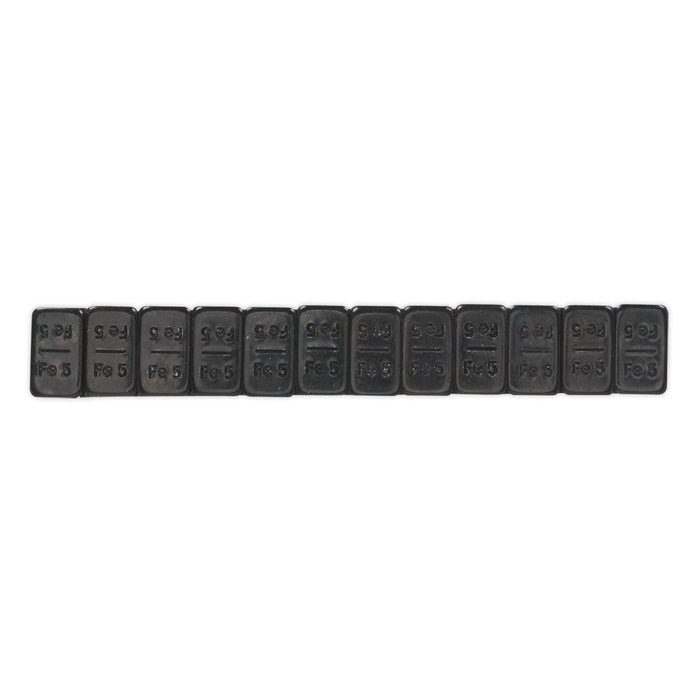 Sealey Wheel Weight 5g Adhesive Zinc Plated Steel Black Strip of 12 Pack of 50 Sealey - Dynamic Drive