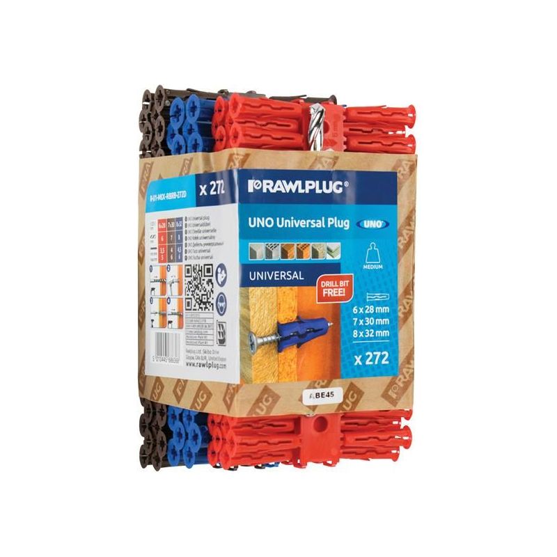 Rawlplug Mixed UNO® Plugs (Pack 272) + Drill Bit Rawlplug - Dynamic Drive