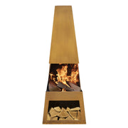 Dellonda Outdoor Chiminea Fireplace Heater Firewood Storage - Corten Steel Dellonda  - Dynamic Drive
