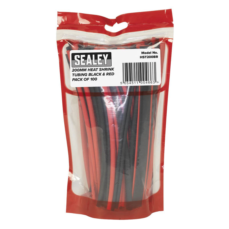 Sealey Heat Shrink Tubing Black & Red 200mm 100pc HST200BR Sealey - Dynamic Drive