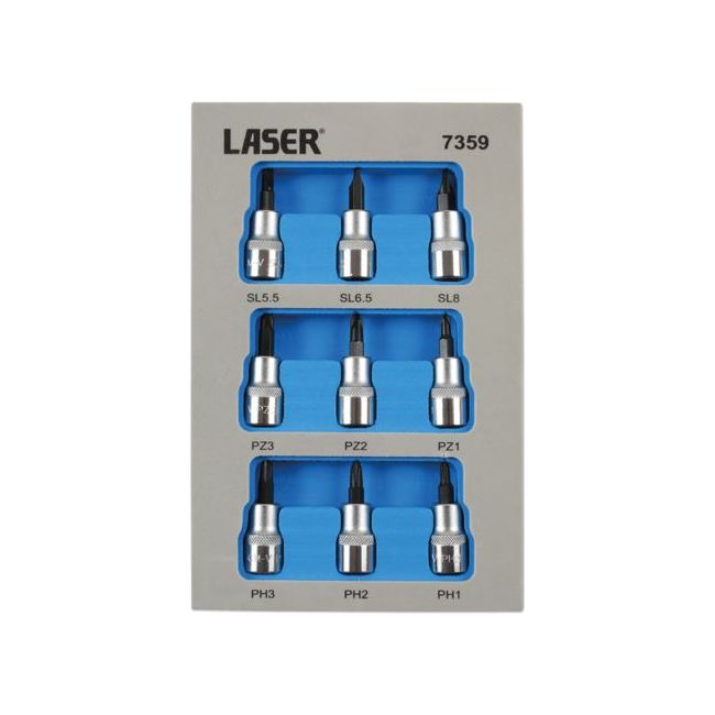 Laser Socket Bit Set 3/8"D 9pc 7359 Laser - Dynamic Drive