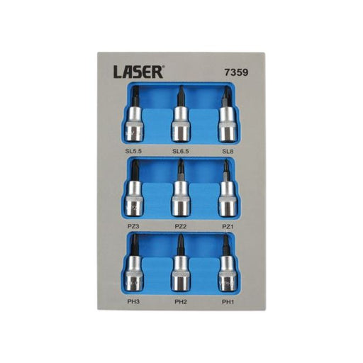 Laser Socket Bit Set 3/8"D 9pc 7359 Laser - Dynamic Drive
