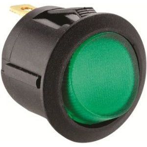 W4 12V Round Single Pole Rockeron/Off Illuminated Green 37211 W4 - Dynamic Drive