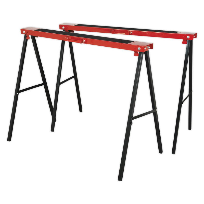Sealey Fold Down Trestles Pair 100kg Capacity per Trestle FDT2 Sealey - Dynamic Drive