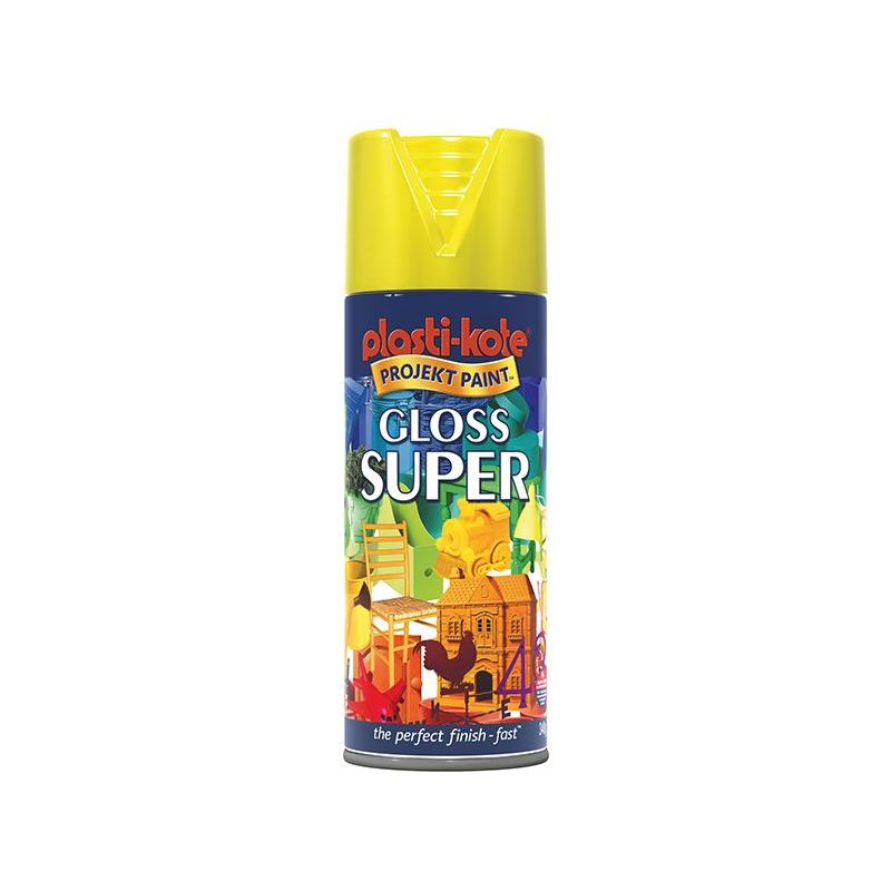 Plastikote Gloss Super Spray Yellow 400ml PlastiKote - Dynamic Drive