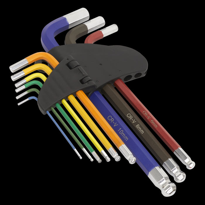 Sealey Twin Pack Long Ball-End Allen Hex Key & Torx Trx Star Multi-coloured Set Sealey  - Dynamic Drive
