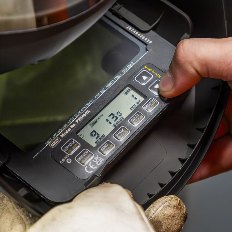 Sealey Flip-Up Welding Helmet Auto Darkening Solar Powered - Shade 9-13 PWH603 Sealey - Dynamic Drive