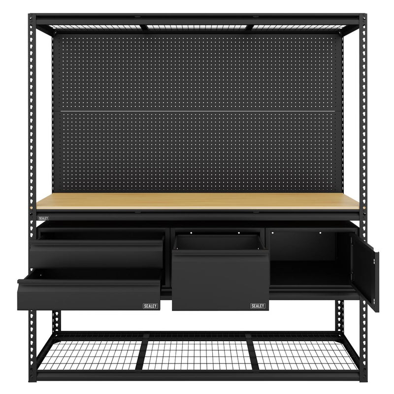 Sealey Heavy-Duty Modular Workbench & Racking Kit with 3 Storage Units Sealey - Dynamic Drive