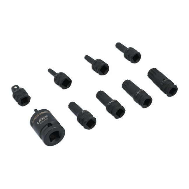 Laser Dual Drive Spline Impact Bit Socket Set 9pc 7979 Laser - Dynamic Drive