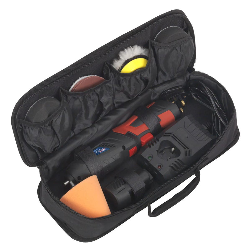 Sealey Cordless Mini Sander Polisher Kit 75mm 12V Lithium-ion Car Detailing Sealey  - Dynamic Drive
