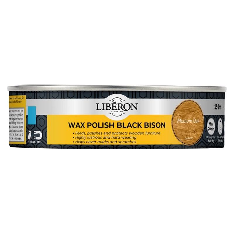 Liberon Black Bison Wax Paste Medium Oak 150ml Liberon - Dynamic Drive