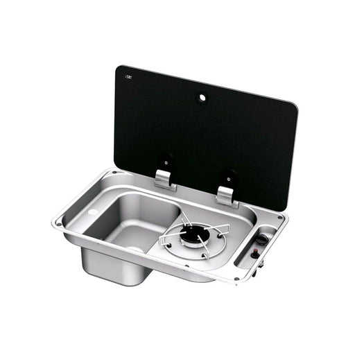 CAN 1 Burner Sink Combi Unit with Glass Lid and Piezo Ignition (Left Handed) CAN - Dynamic Drive