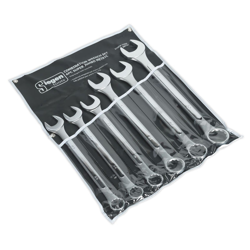 Sealey Combination Spanner Set 6pc Super Jumbo Metric Siegen by Sealey - Dynamic Drive