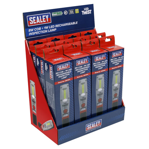 Sealey Rechargeable Inspection Light 8W LED Display Box of 12 LED1001DB Sealey - Dynamic Drive